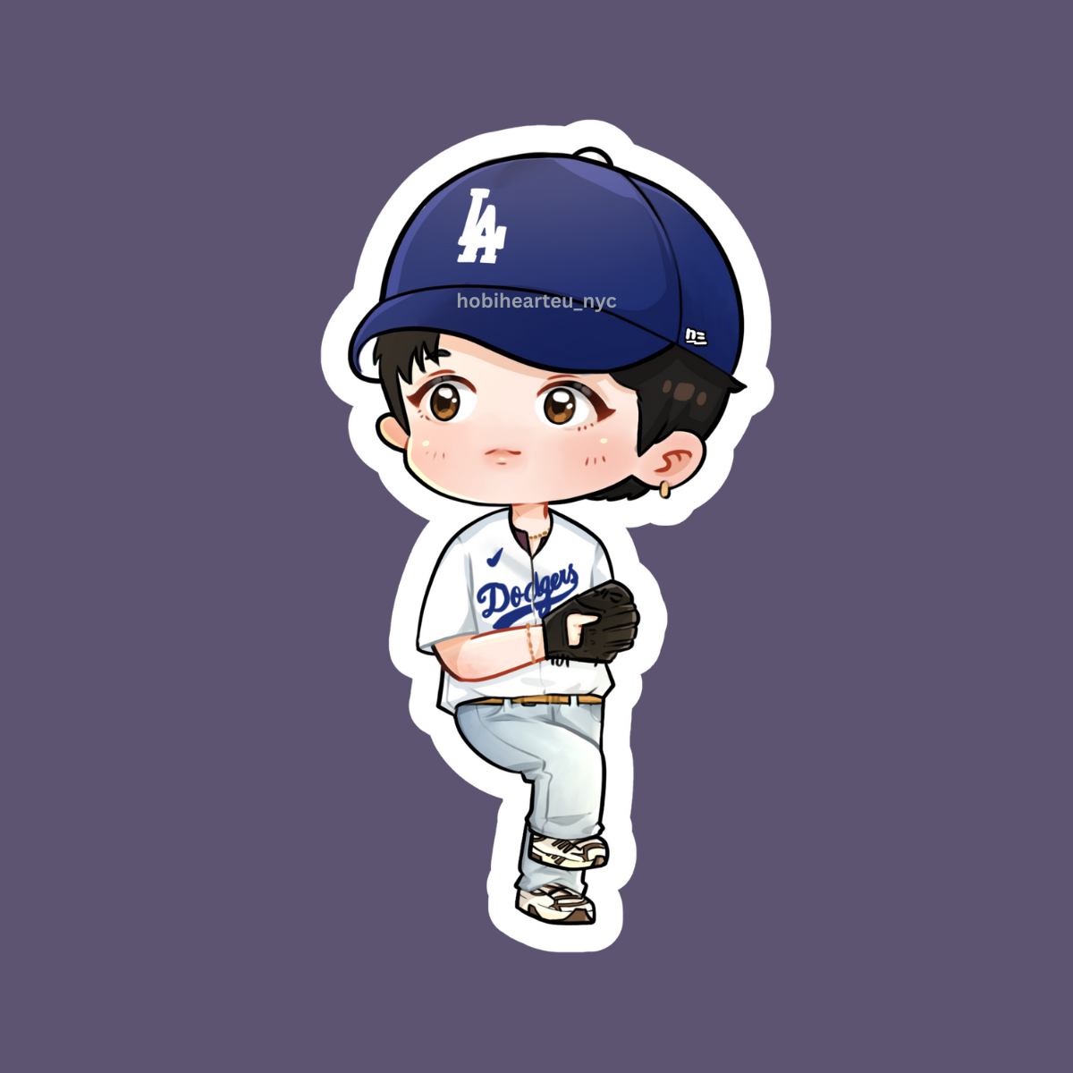 Taehyung LA Dodgers Ceremonial first pitch baseball Vinyl Waterproof Sticker | New Arrival
