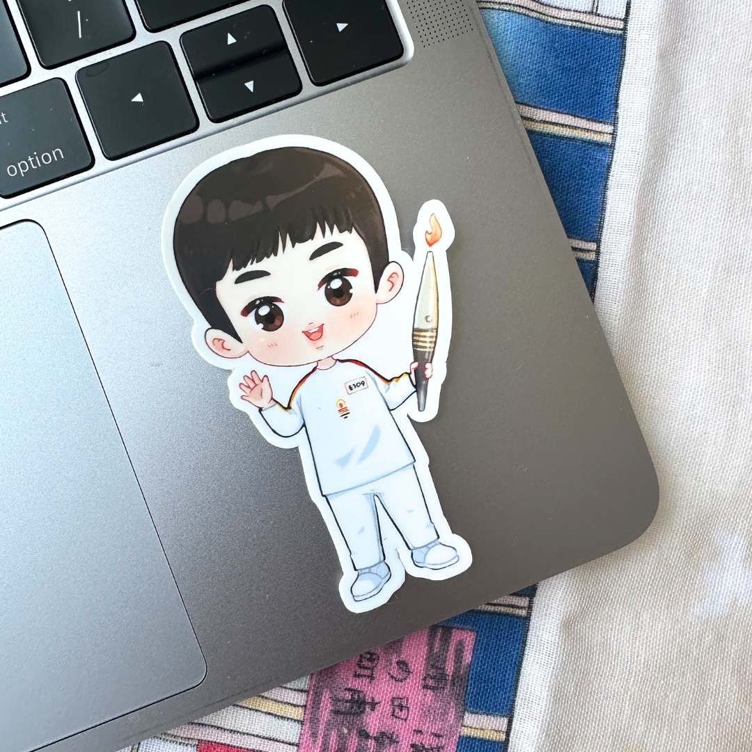 Jin Paris Olympics Torch Bearer Vintage Vinyl Waterpoof Sticker