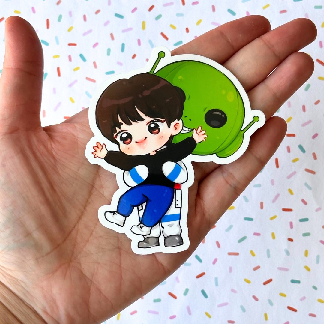 Jin Alien Costume Happy Running Wild Vinyl Waterpoof Sticker