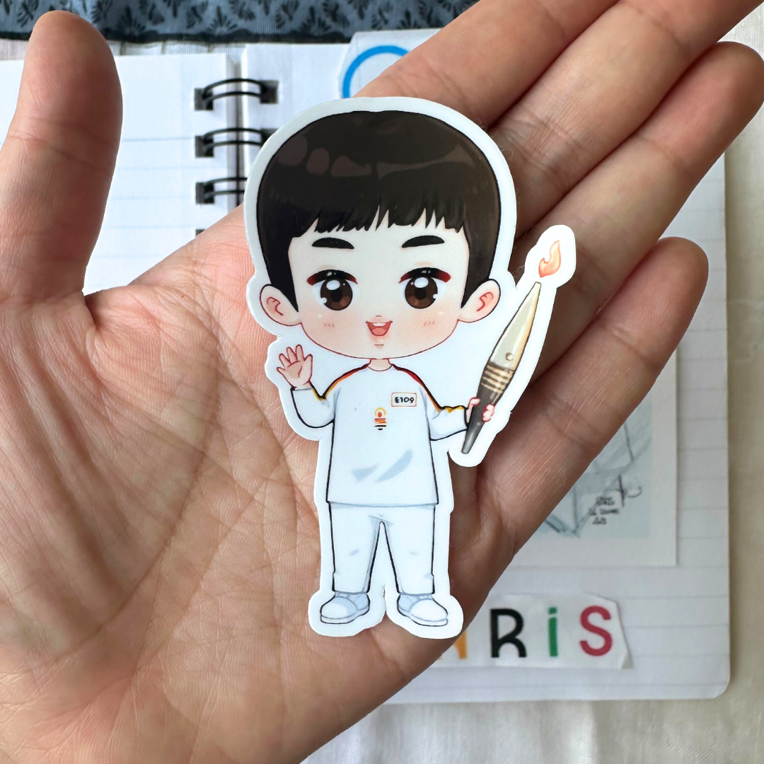 Jin Paris Olympics Torch Bearer Vintage Vinyl Waterpoof Sticker