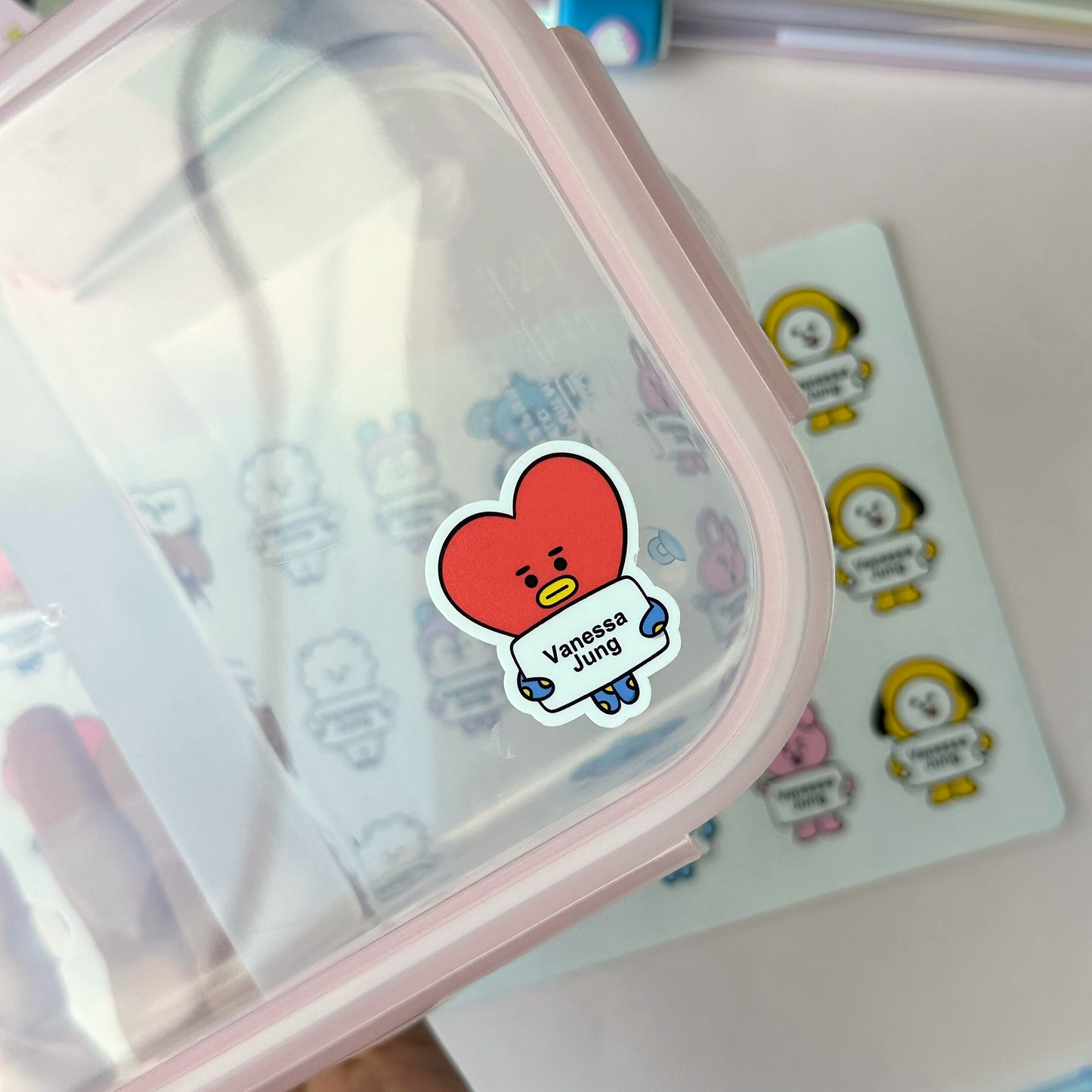 Custom BT21 Name Label Waterproof Sticker, Set of 21 Vinyl Waterproof Stickers