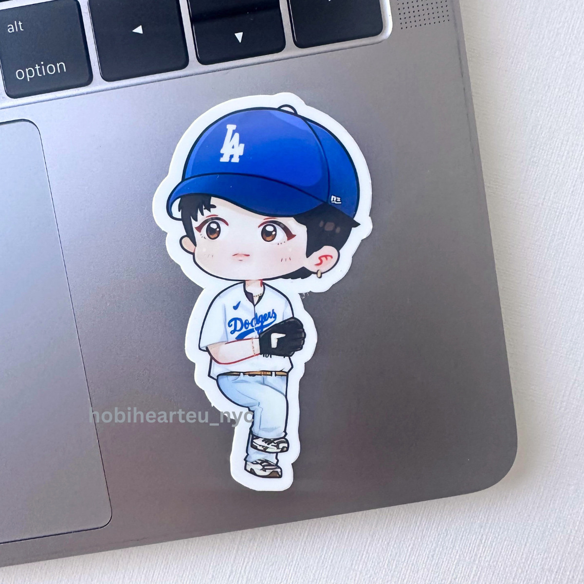 Taehyung LA Dodgers Ceremonial first pitch baseball Vinyl Waterproof Sticker | New Arrival
