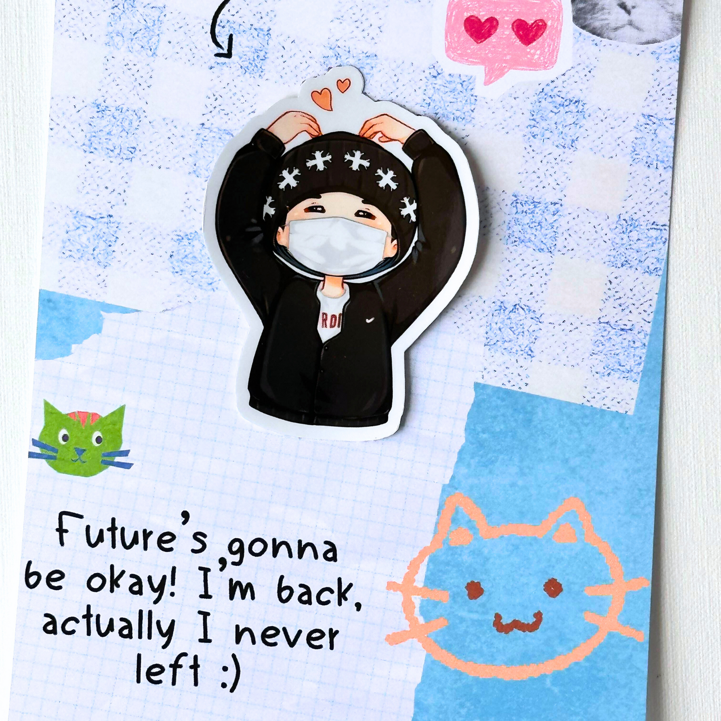 Welcome back Yoongi Heart Hand Vinyl Waterproof Sticker