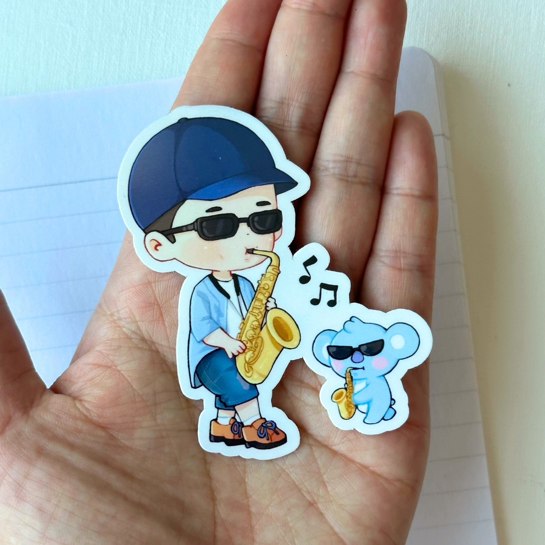 Namjoon and Koya Saxophone Jin Welcome Vinyl Waterproof Sticker