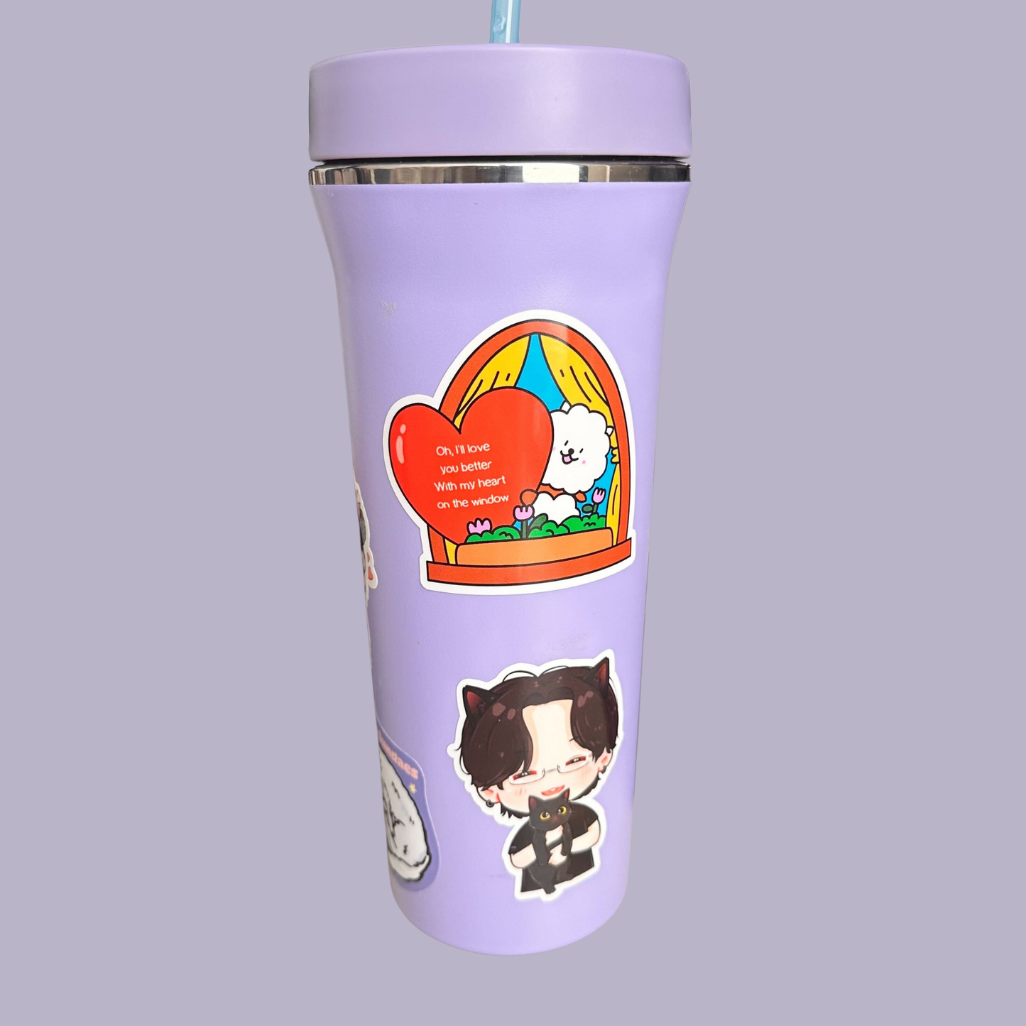 Jin Heart on the Window Waterproof Vinyl Sticker
