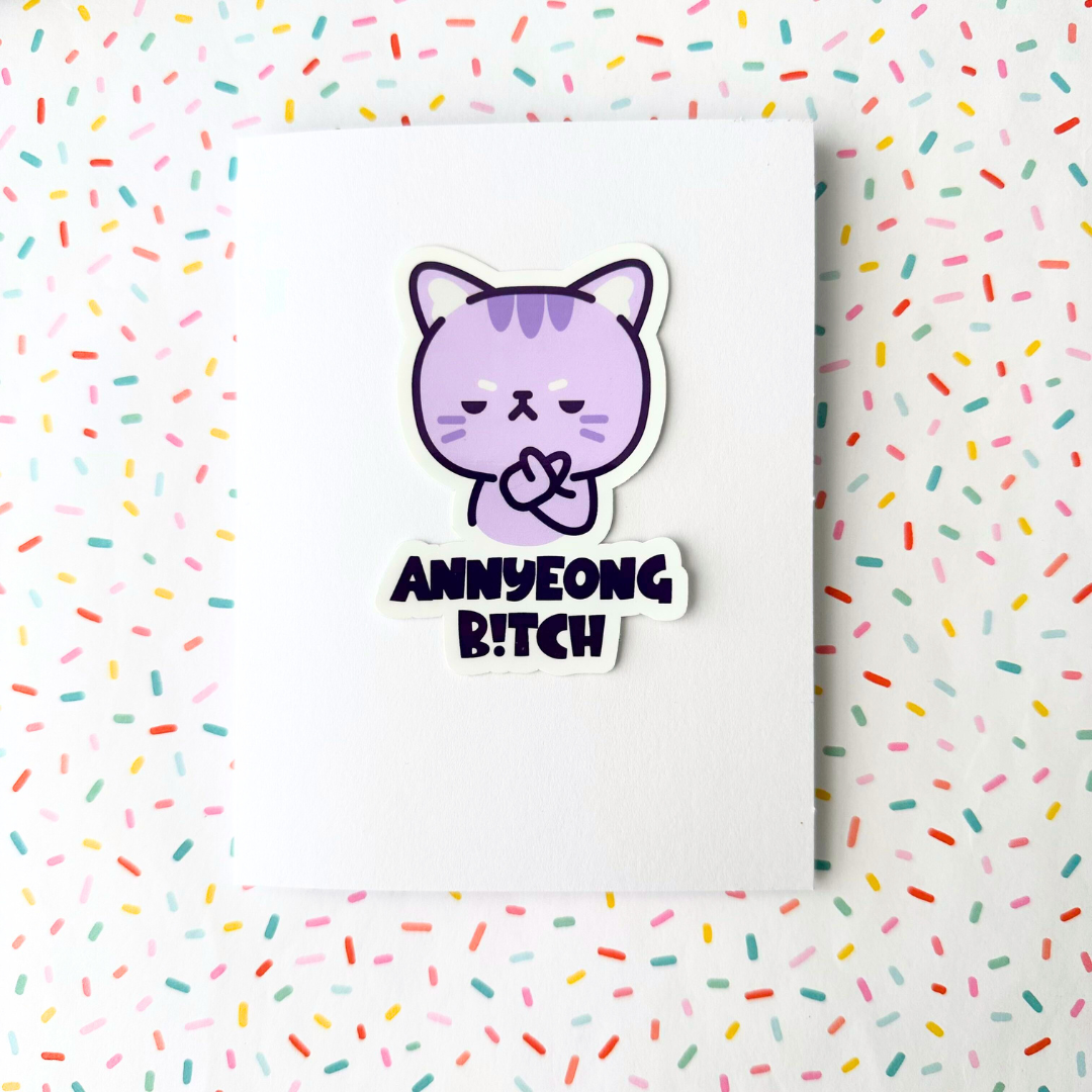 Annyeong Btch Vinyl Waterpoof Sticker and Card | Yoongi Suga