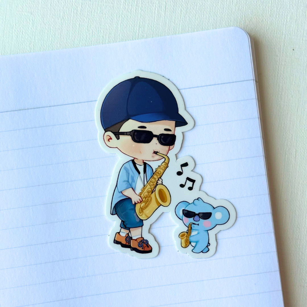 Namjoon and Koya Saxophone Jin Welcome Vinyl Waterproof Sticker
