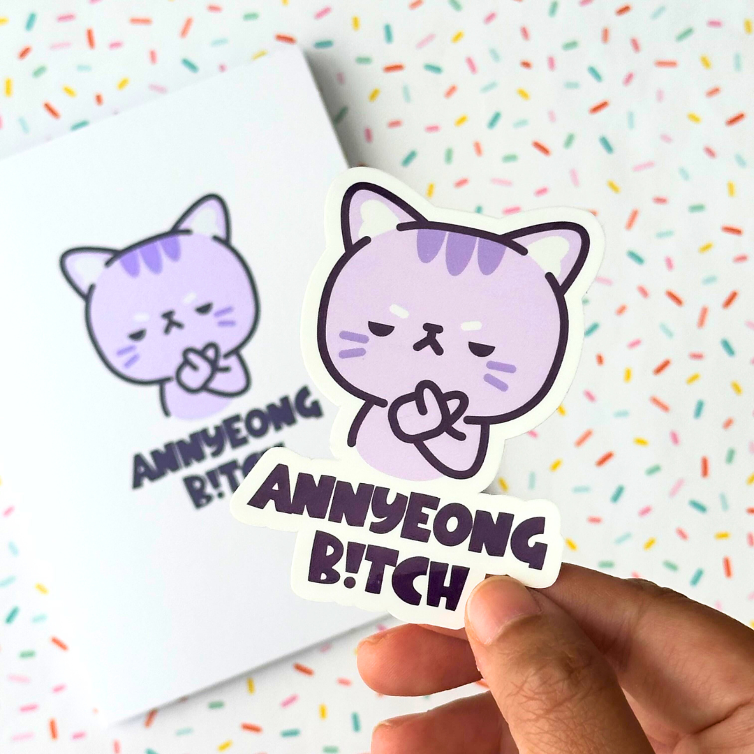 Annyeong Btch Vinyl Waterpoof Sticker and Card | Yoongi Suga