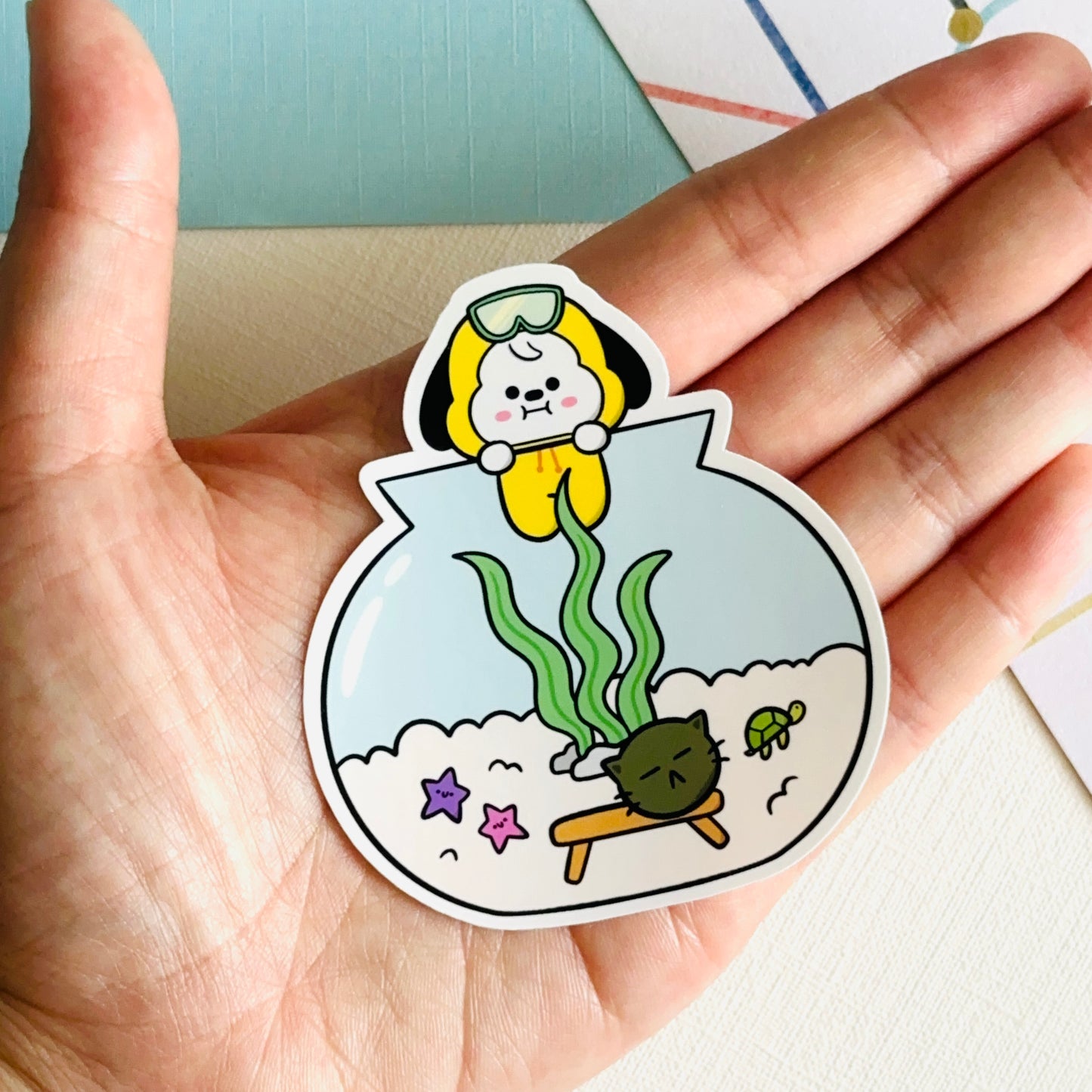 Jimin Live Chimmy Aquarium and Moss ball Suga Vinyl Waterpoof Sticker