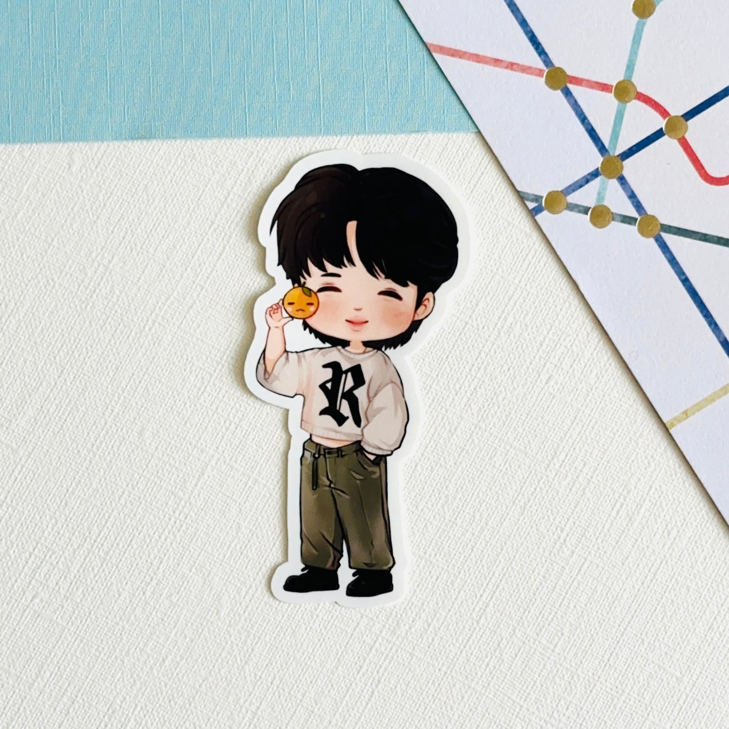 Jimin and Yoongi Tangerine Vinyl Waterpoof Sticker