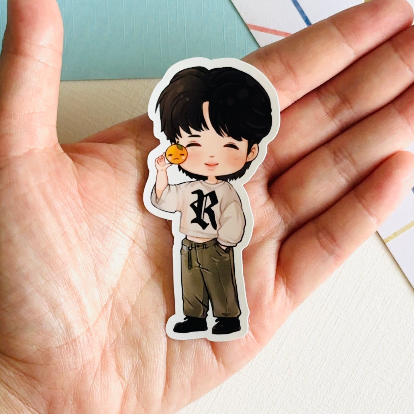 Jimin and Yoongi Tangerine Vinyl Waterpoof Sticker