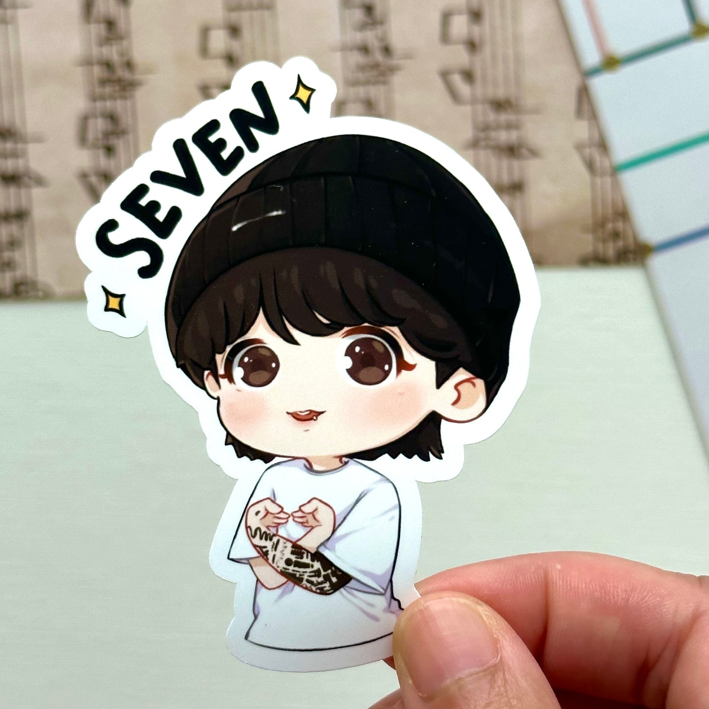 Seven Jungkook Heart Vinyl Waterpoof Sticker