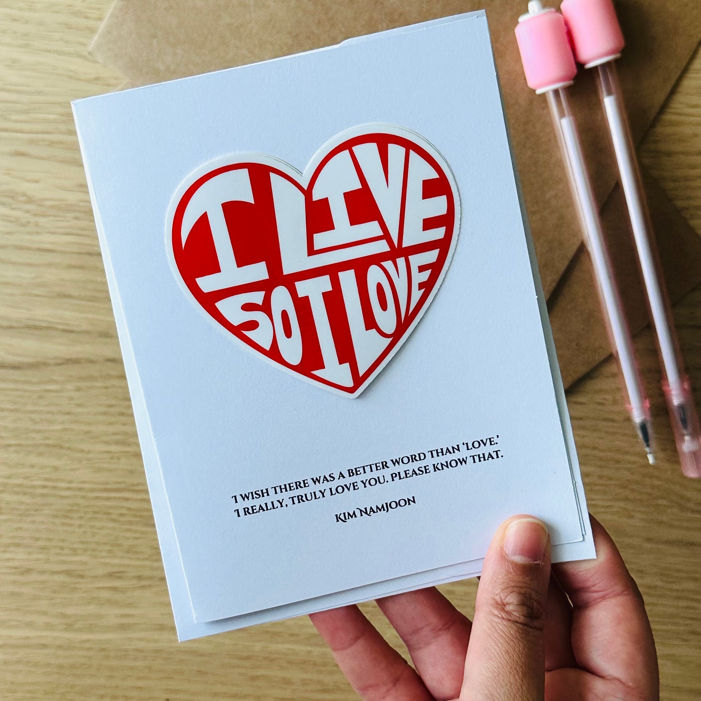 I live so I love Namjoon Vinyl Waterpoof Sticker and Greeting Cards
