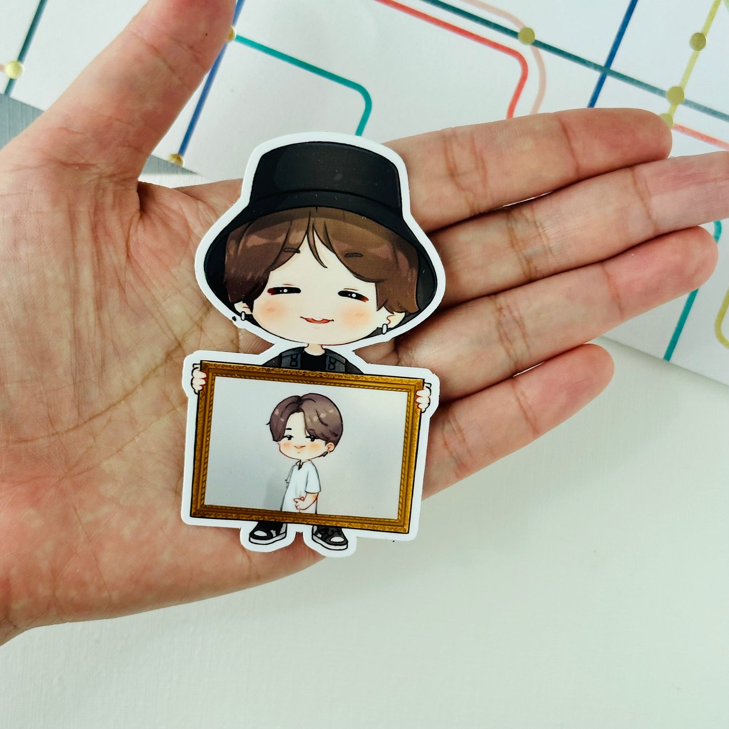 Jimin and Yoongi Rookie Actor of the Year Gold Frame Vinyl Waterpoof Sticker