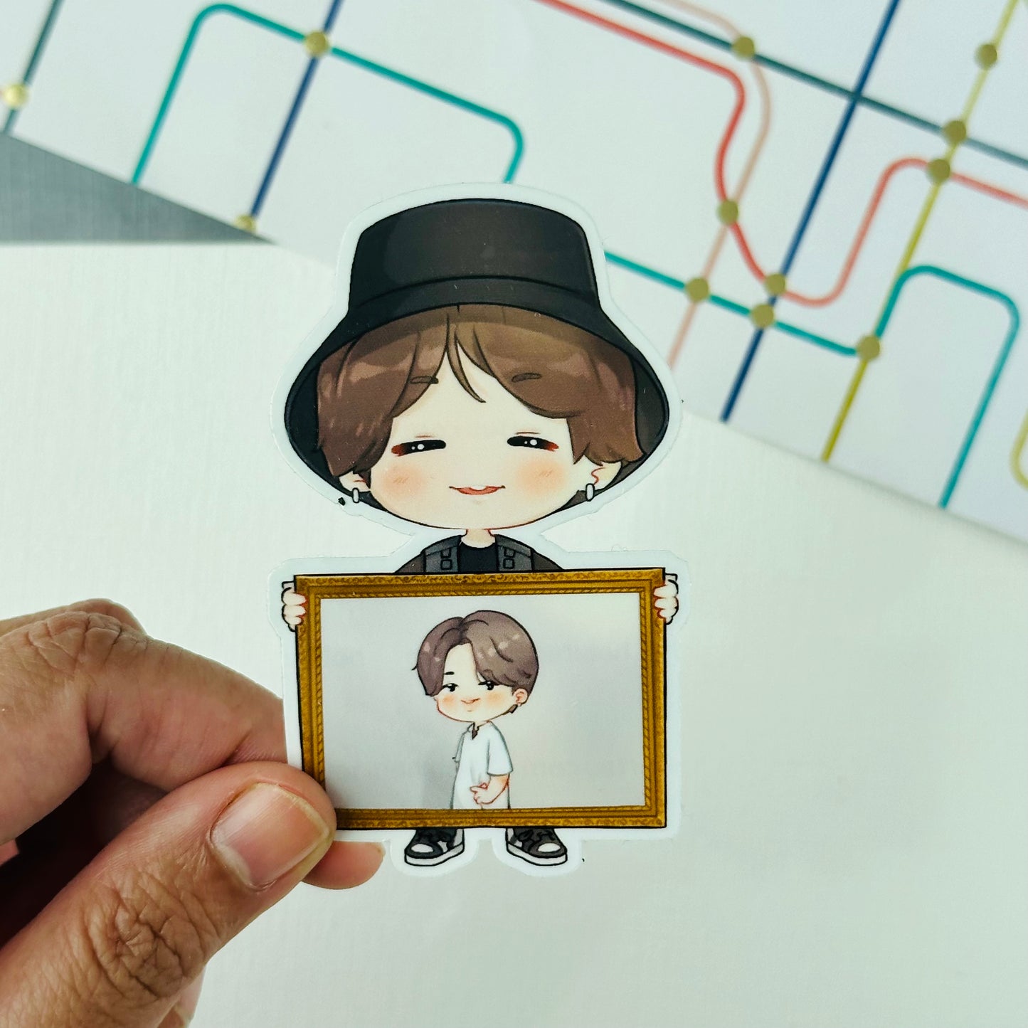 Jimin and Yoongi Rookie Actor of the Year Gold Frame Vinyl Waterpoof Sticker