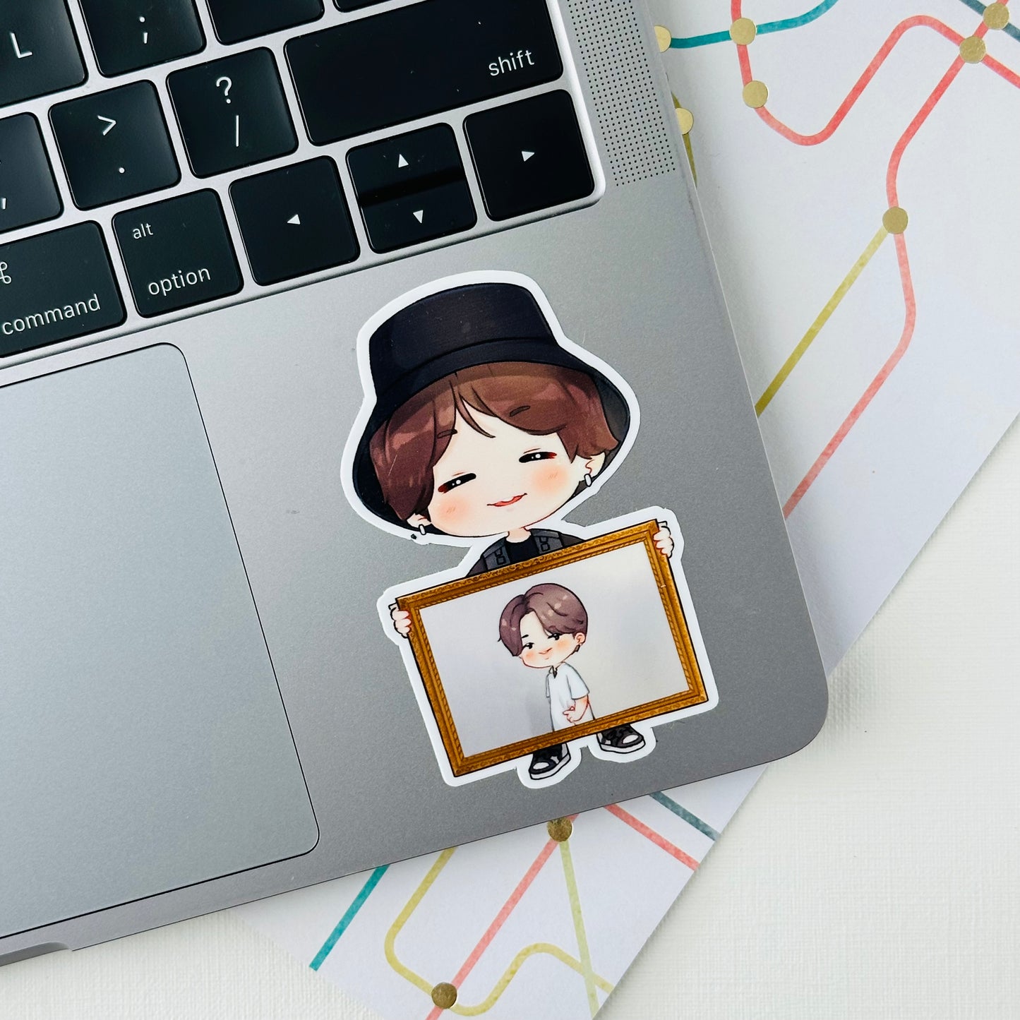 Jimin and Yoongi Rookie Actor of the Year Gold Frame Vinyl Waterpoof Sticker