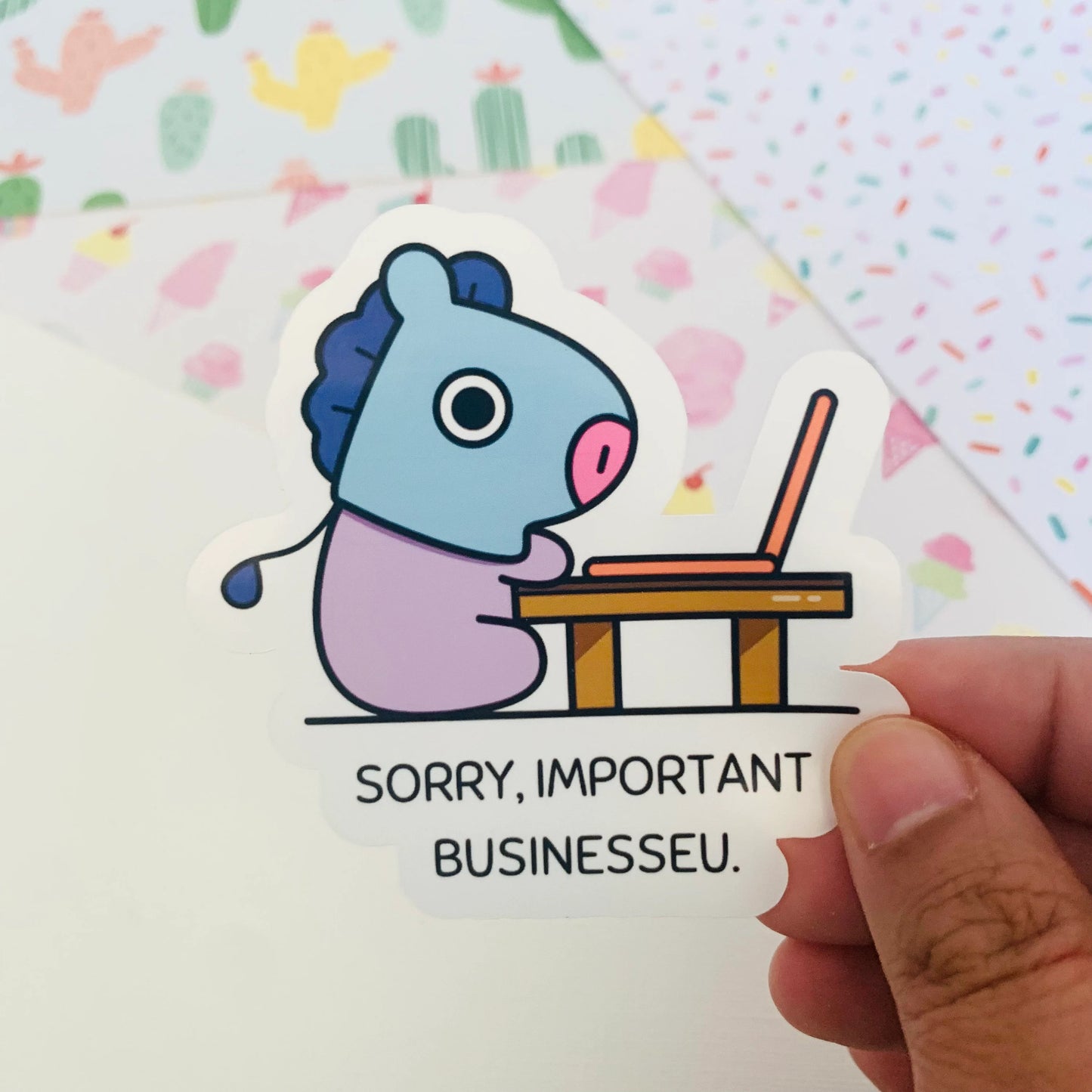 Important Businesseu Mang Waterproof Vinyl Sticker