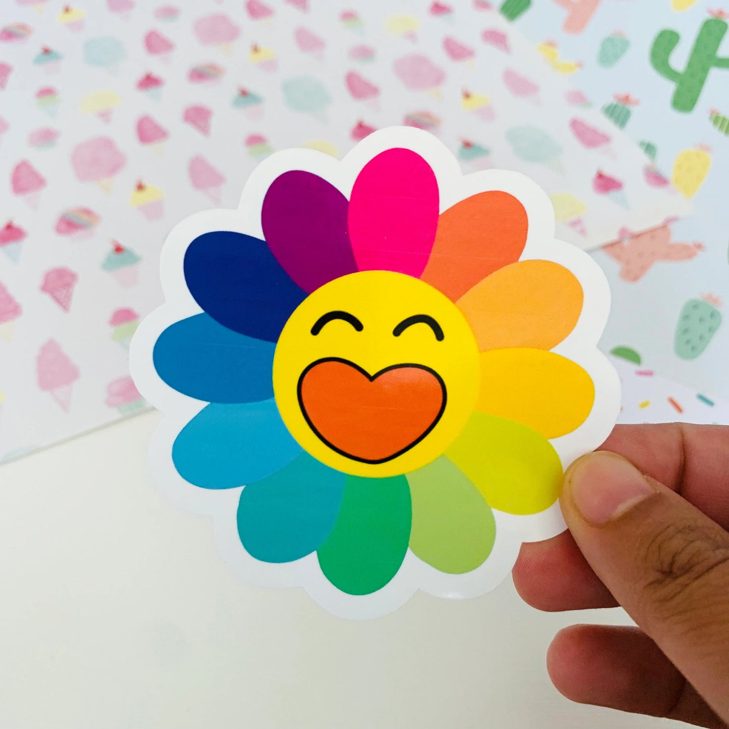 Hobi Rainbow Murakami Flower Hobicore Vinyl Waterproof Sticker