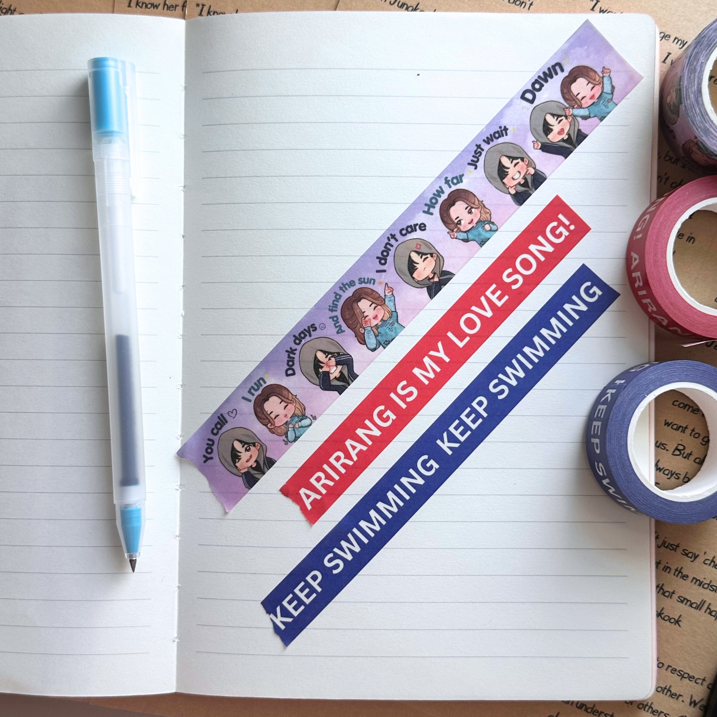 Washi Tapes - Into the Sun, Keep Swimming, Arirang is my Love Song