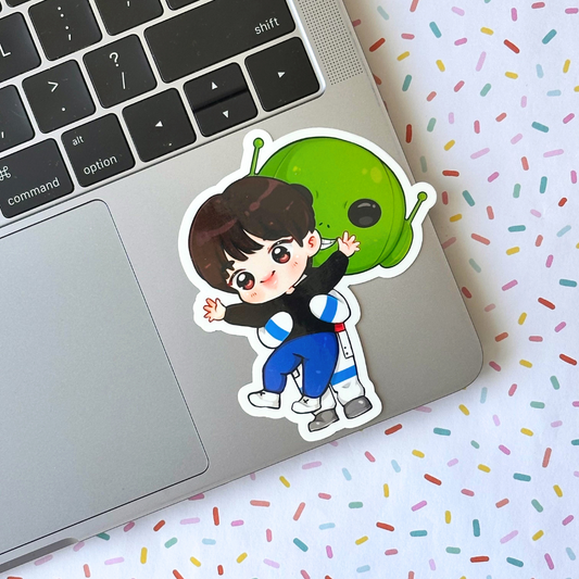 Jin Alien Costume Happy Running Wild Vinyl Waterpoof Sticker