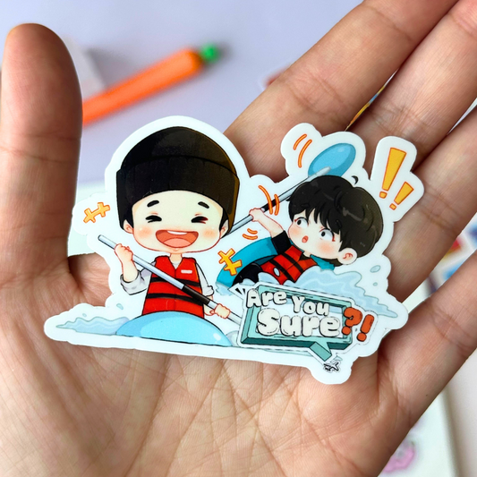Are You Sure Jungkook and Jimin Kayak Scene Vinyl Waterpoof Sticker