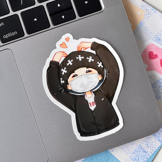 Welcome back Yoongi Heart Hand Vinyl Waterproof Sticker