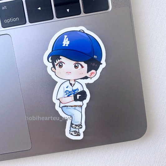 Taehyung LA Dodgers Ceremonial first pitch baseball Vinyl Waterproof Sticker | New Arrival