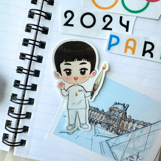 Jin Paris Olympics Torch Bearer Vintage Vinyl Waterpoof Sticker