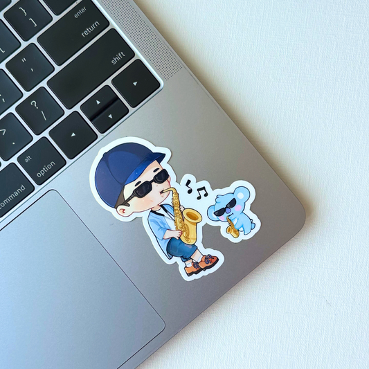 Namjoon and Koya Saxophone Jin Welcome Vinyl Waterproof Sticker