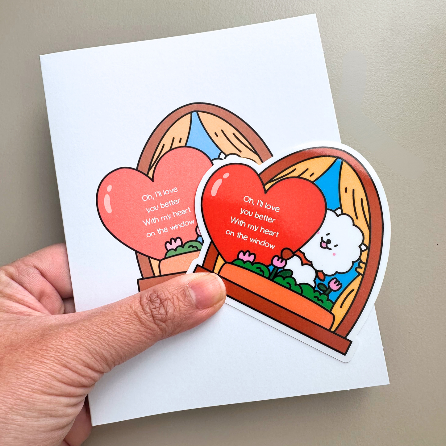 Jin Heart on the Window Valentines Day Card