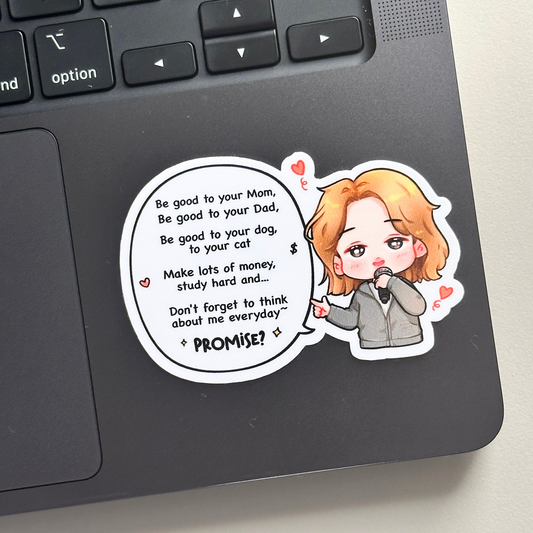 Jimin Be Good To Your Mom etc London Concert Vinyl Waterproof Sticker