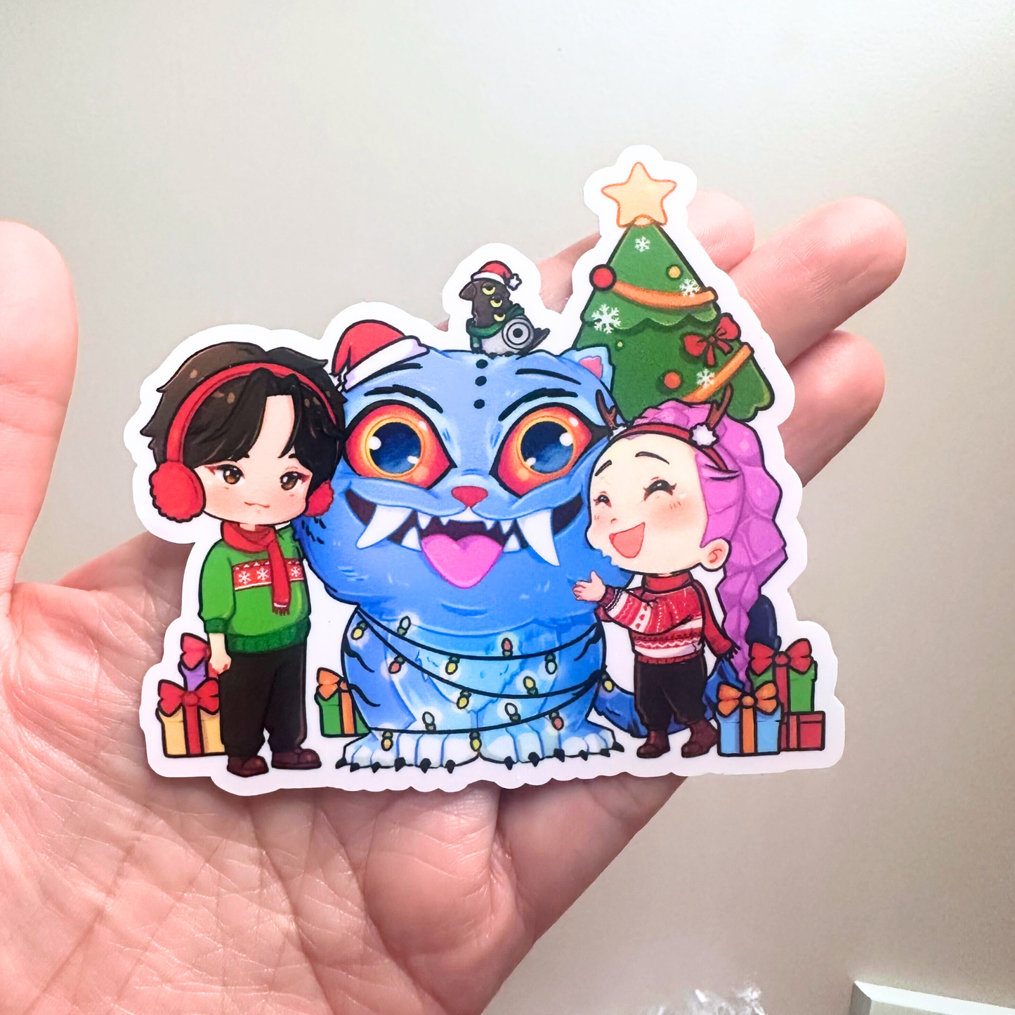 Happy Holidays Kpop Demon Hunters Vinyl Waterproof Sticker