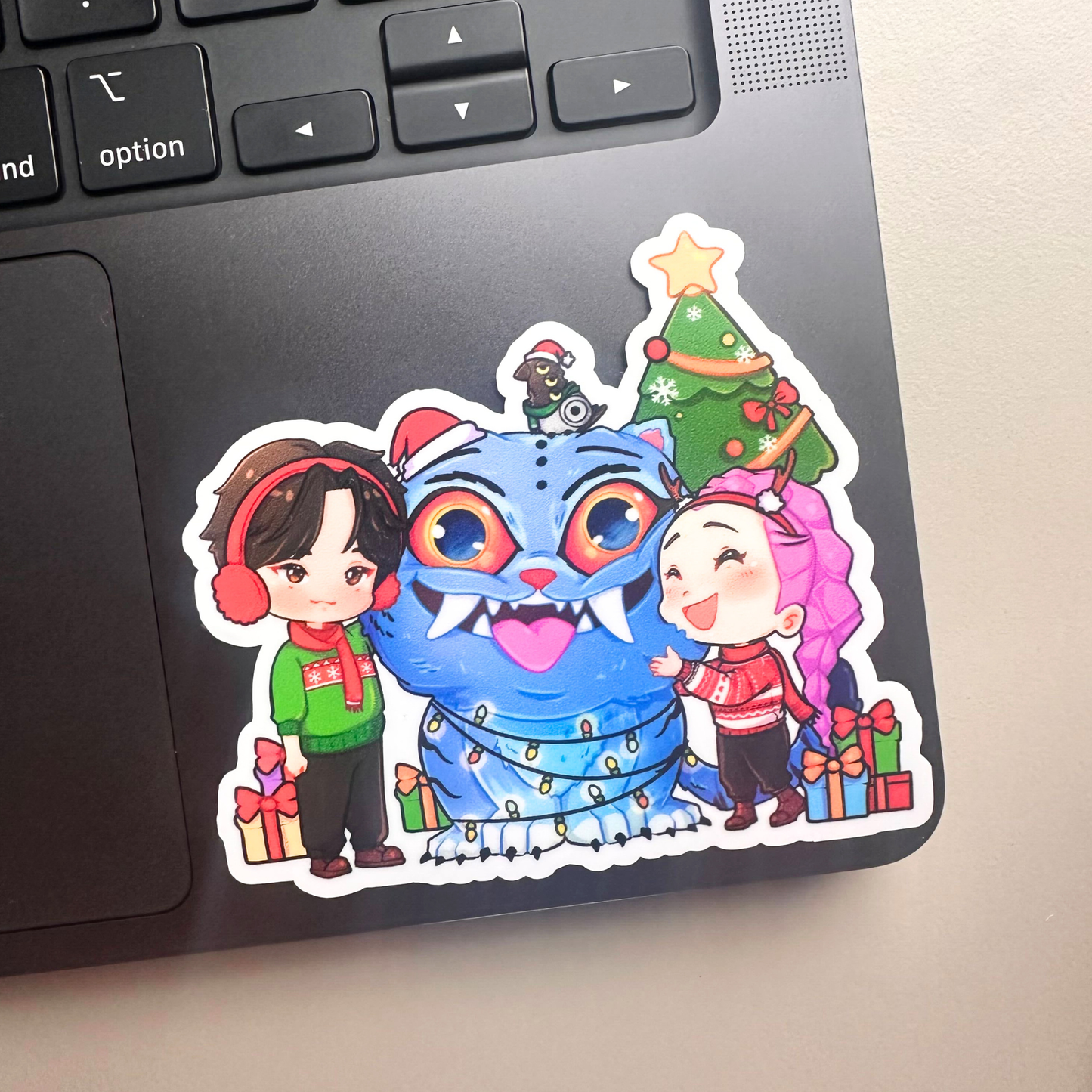 Happy Holidays Kpop Demon Hunters Vinyl Waterproof Sticker