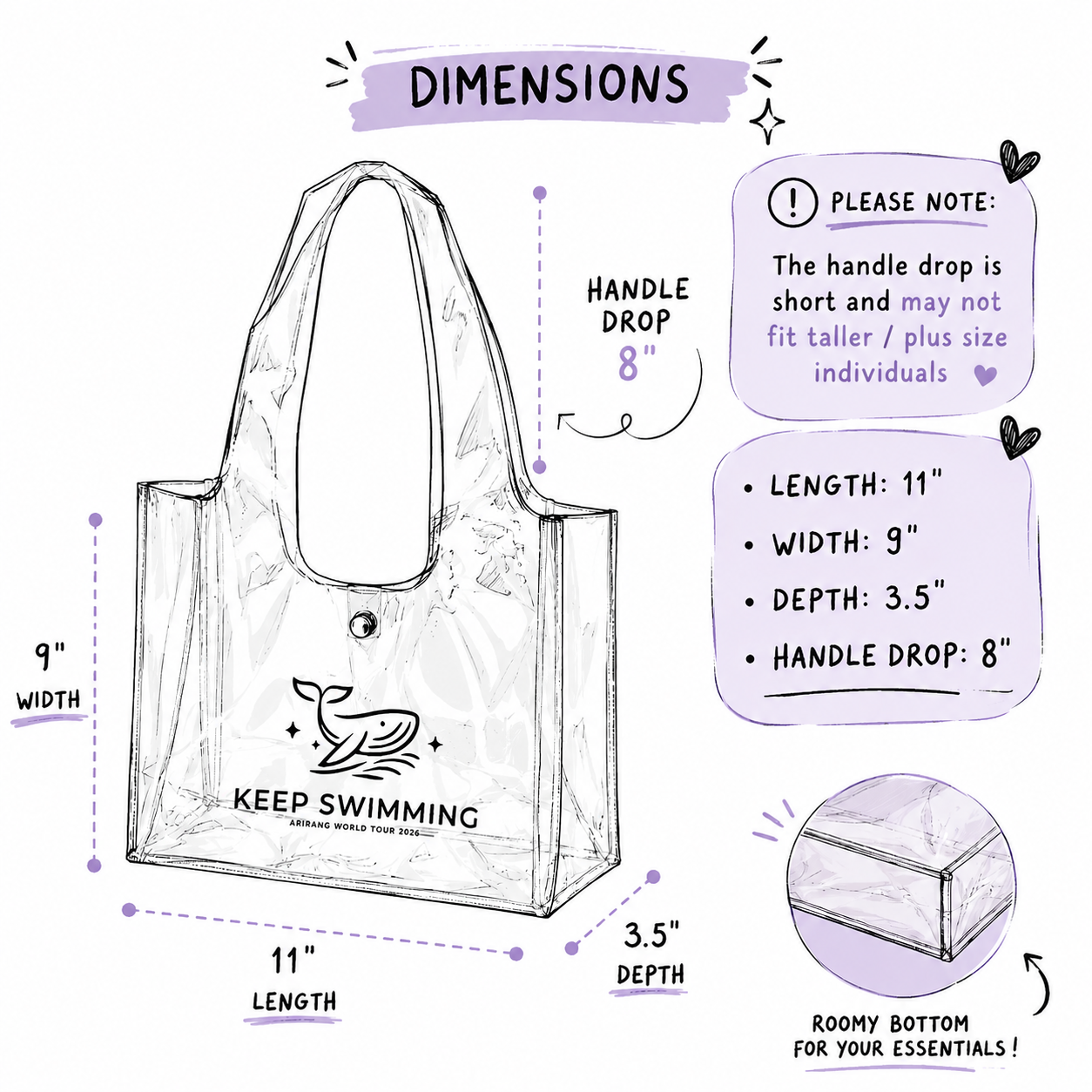Keep Swimming Transparent Concert Bag