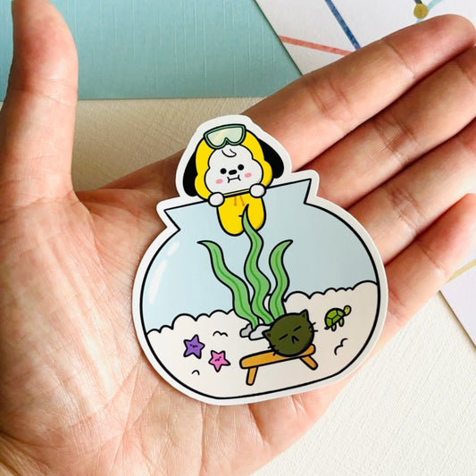 Jimin Live Chimmy Aquarium and Moss ball Suga Vinyl Waterpoof Sticker