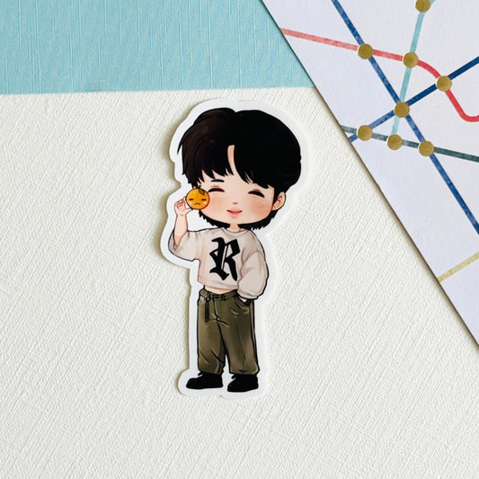 Jimin and Yoongi Tangerine Vinyl Waterpoof Sticker