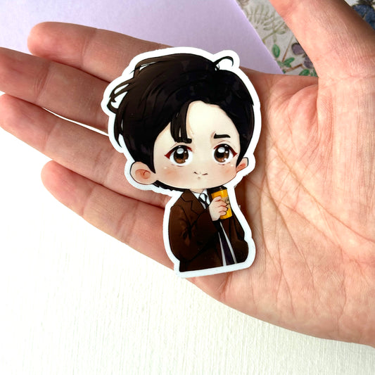Coffee Ad Taehyung Fake Smile Vinyl Waterproof Sticker