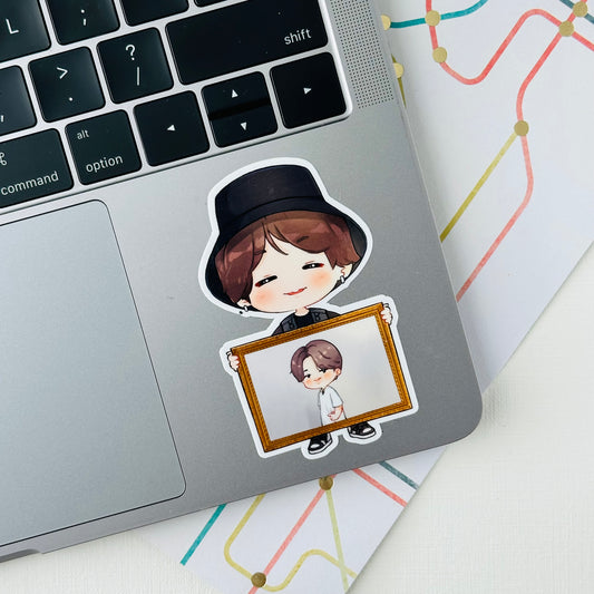 Jimin and Yoongi Rookie Actor of the Year Gold Frame Vinyl Waterpoof Sticker
