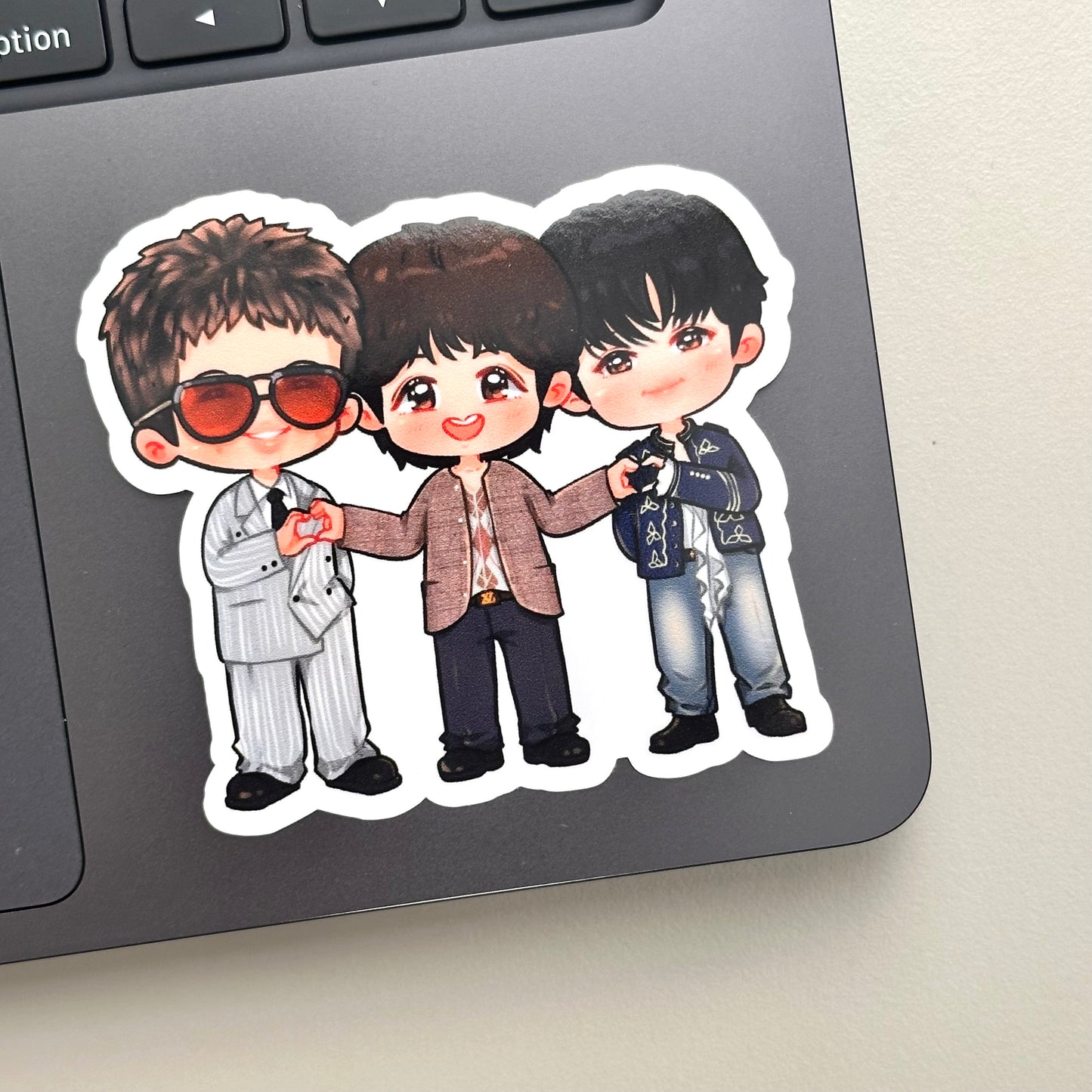 WKorea Event Namjoon Hobi and Tae Heart Hand Pose Vinyl Waterproof Sticker