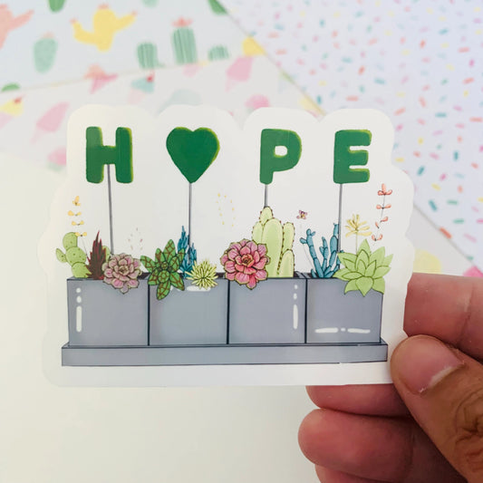 Hope Merch Planter w/ succulents Vinyl Waterpoof Sticker